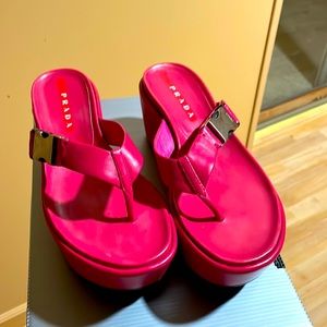 Authentic Pink Prada Leather Sandals, size 37